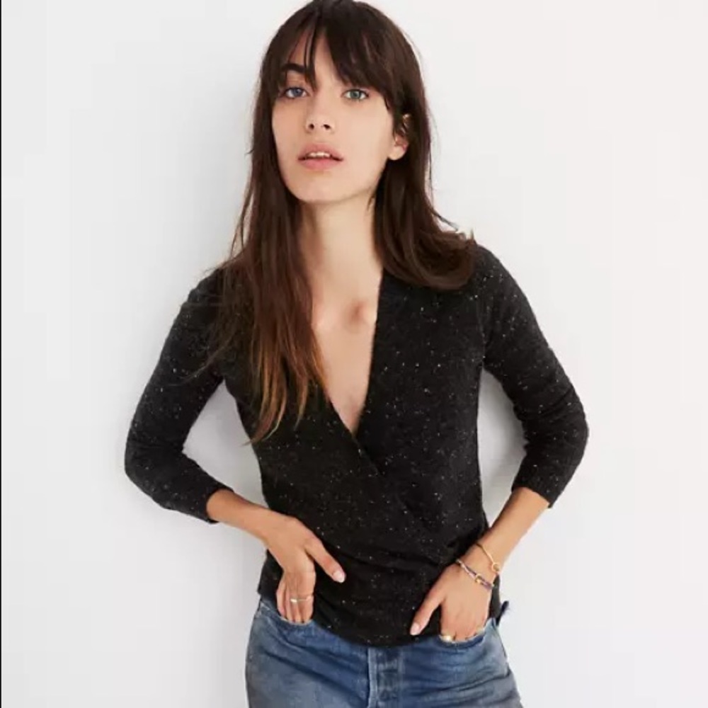 Madewell Donegal Wrap Front Pullover Sweater XXS
